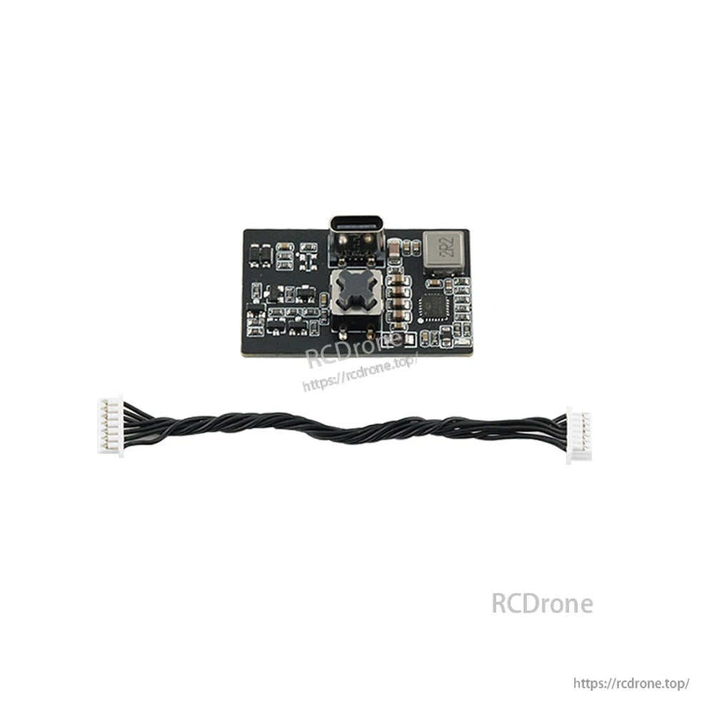 RadioMaster MT12 USB-C charging module board with USB-C port and included wiring harness cable
