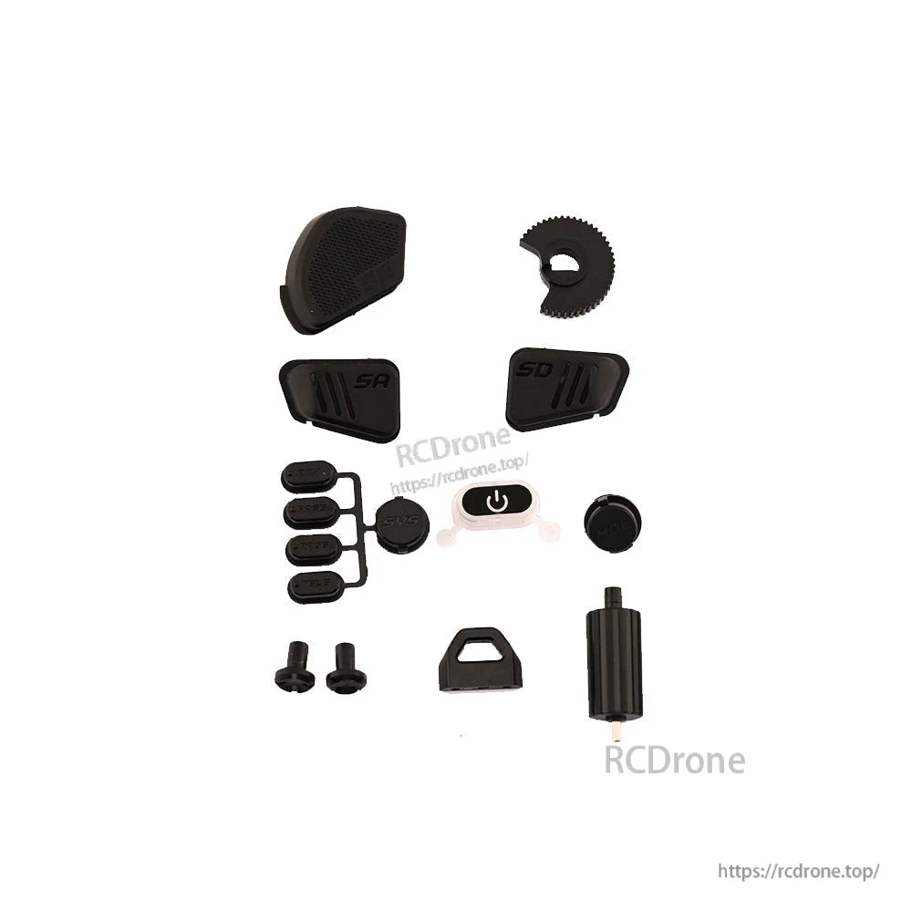 RadioMaster Pocket Button Set for Pocket radio controller, replacement button and knob parts laid out