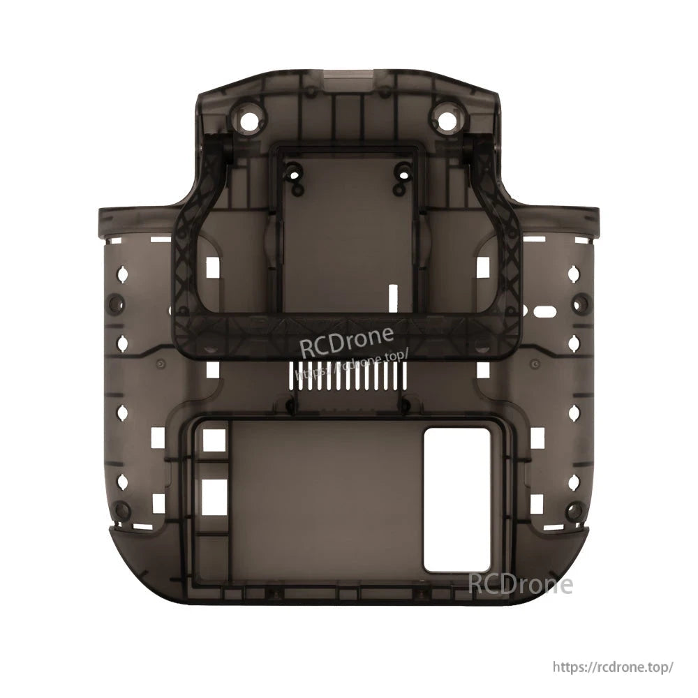 TX16S MK3 rear case shell inside view, translucent smoke plastic with internal ribs and battery bay opening