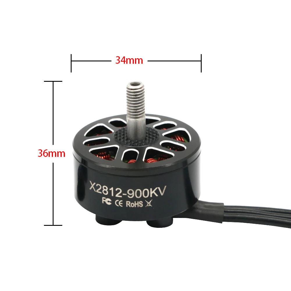 4PCS X2812 900KV 1115KV 3-6S Brushless Motor, X2812-900KV brushless motor, 34mm diameter, 36mm height, ideal for FPV drones and RC multirotors.