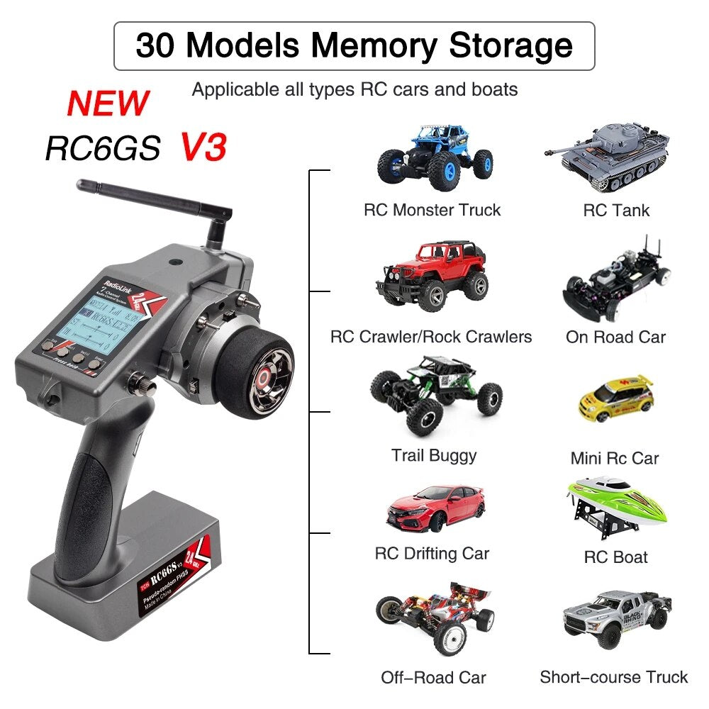 Radiolink RC6GS V3, 30 Models Memory Storage Applicable all types RC cars and boats NEW RC6