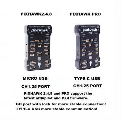 PIXHAWK 2.4.8 and PRO support the latest ardupilot and P