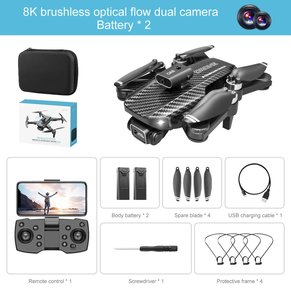 V162 Drone, 8K brushless optical flow dual camera Battery 2 8p COSTACLE #OOM