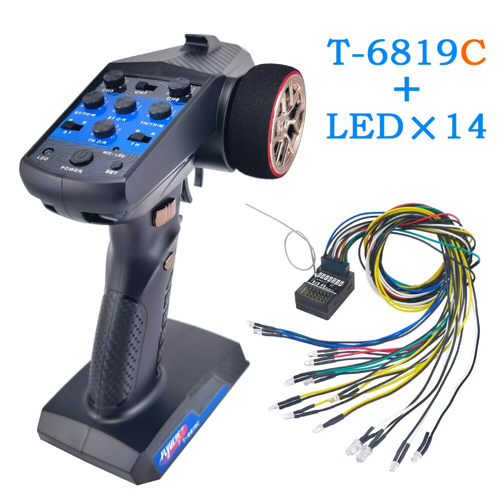 Flyueace T-6819C - 7CH 2.4GHZ 4.2-10V Radio Control System Transmitter With Receiver For RC Car Boat Tank Truck Toy Linkage lights