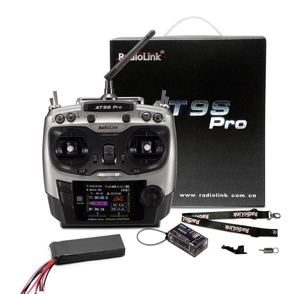 RadioLink AT9S PRO 2.4G 12CH DSSS FHSS Transmitter with R9DS Receiver 3S 2200mah 8C Battery for RC Airplane Helicopter FPV Drone - RCDrone