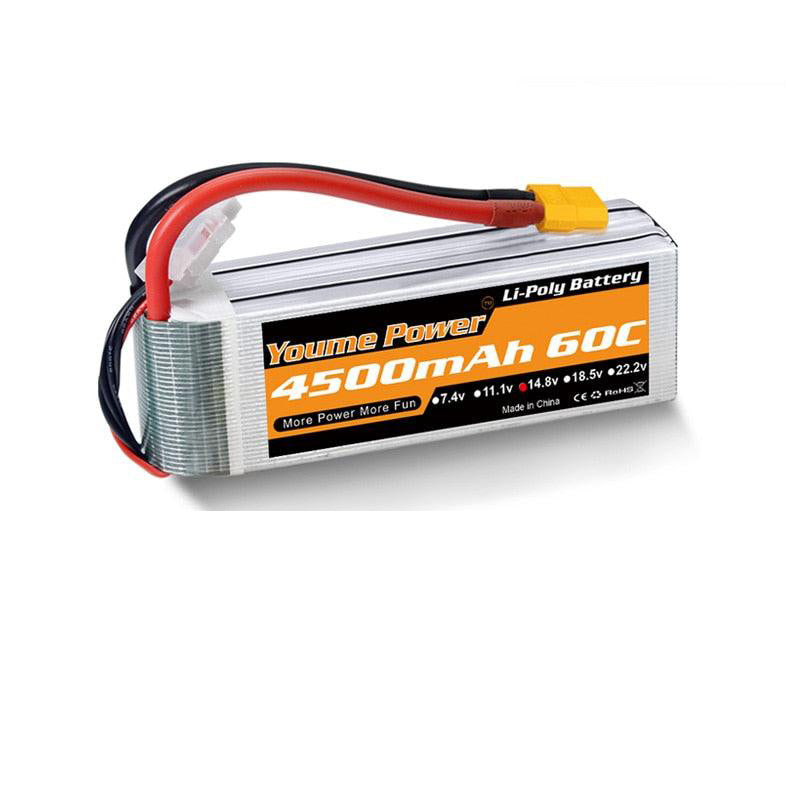 14.8V 4500mAh 4S 60C Lipo Battery – XT60 Plug For RC Cars, Boats, Drones, Airplanes