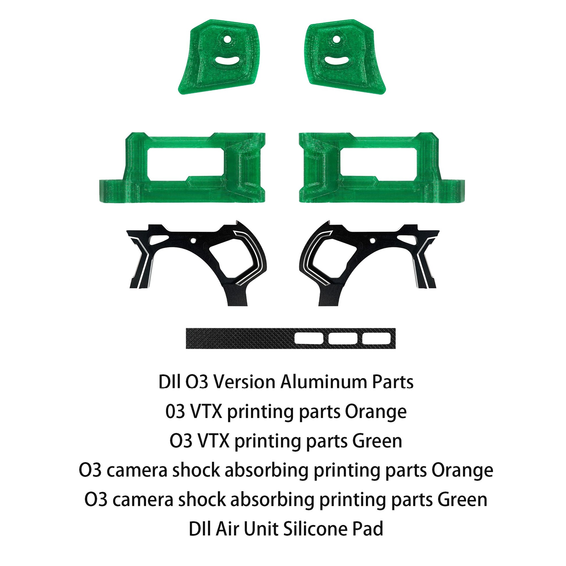 GEPRC GEP-MK5 O3 Frame Parts, Y DII 03 Version Aluminum Parts 03 VTX printing parts Green 03 camera shock