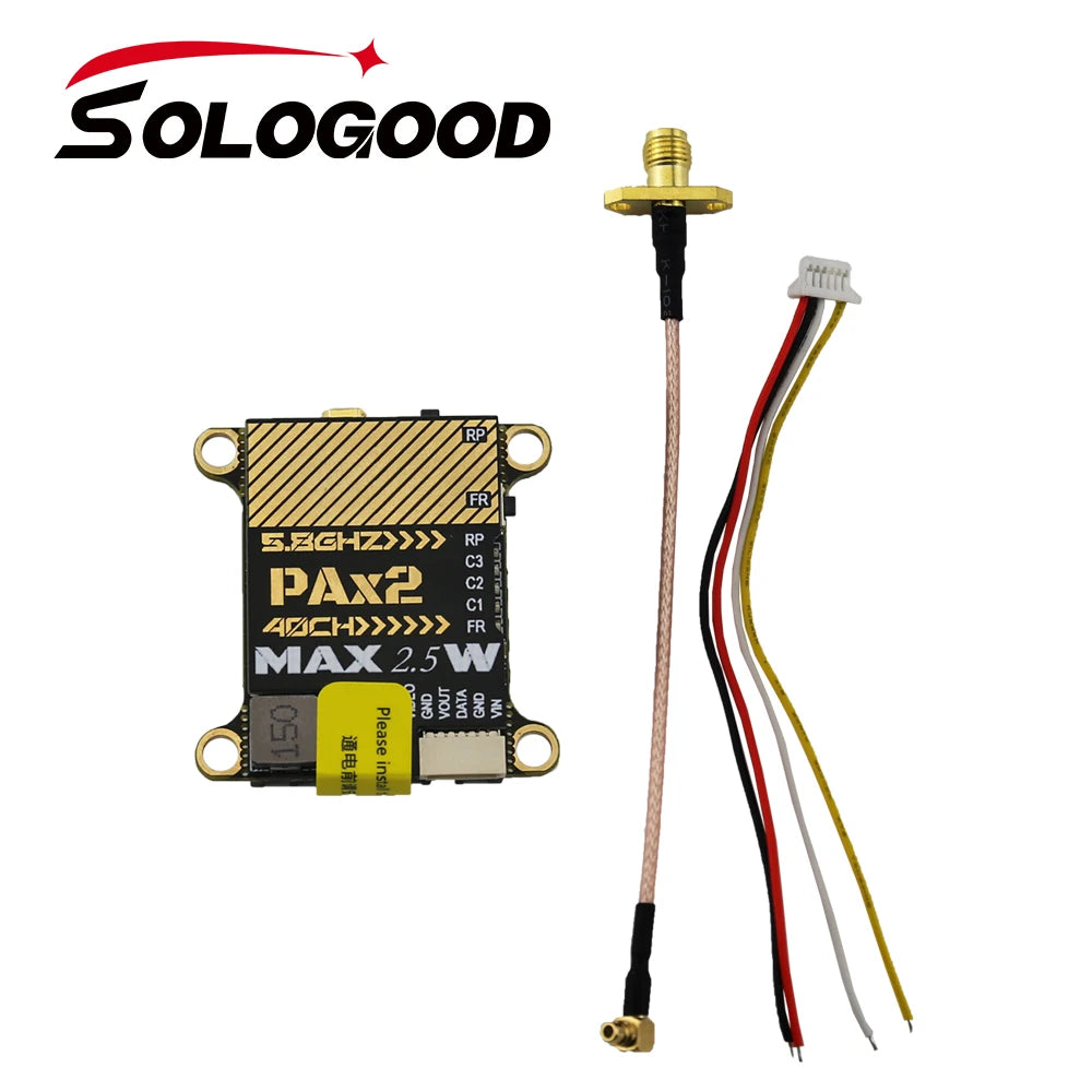 SoloGood 5.8G MAX 2.5W 40CH VTX - 0/25/400/800/1500/2500mW NTSC/PAL Video Transmitter For RC FPV Freestyle Long Range Racing Drone