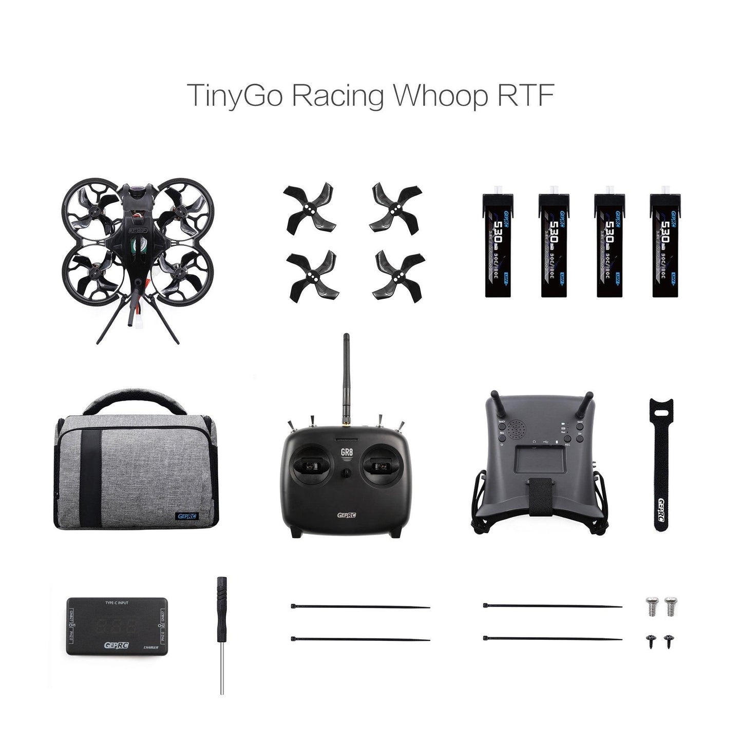 GEPRC TinyGO 4K FPV Whoop RTF 4.3inch Goggles Mini Indoor Traversing Machine 79mm Drone GR8 Remote Controller - RCDrone