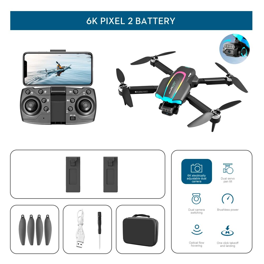 XT105 Drone, 6K PIXEL 2 BATTERY 6K electrically adjustable dual Dual