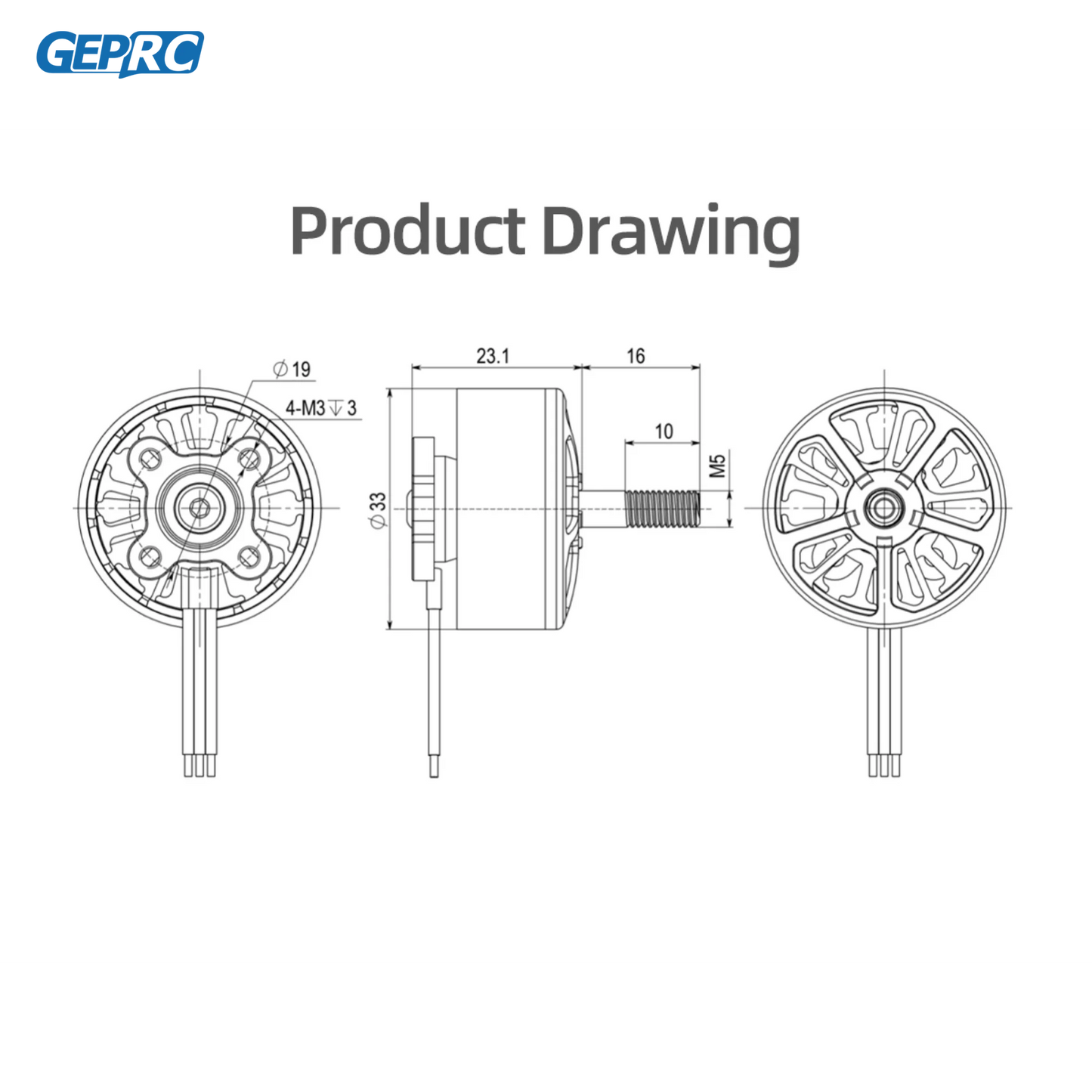 GEPRC EM2810 Motor Brushless Motor - Black with 7/8 Inch ESC 50A-60A RC FPV Racing Drone Multicopter Accessories