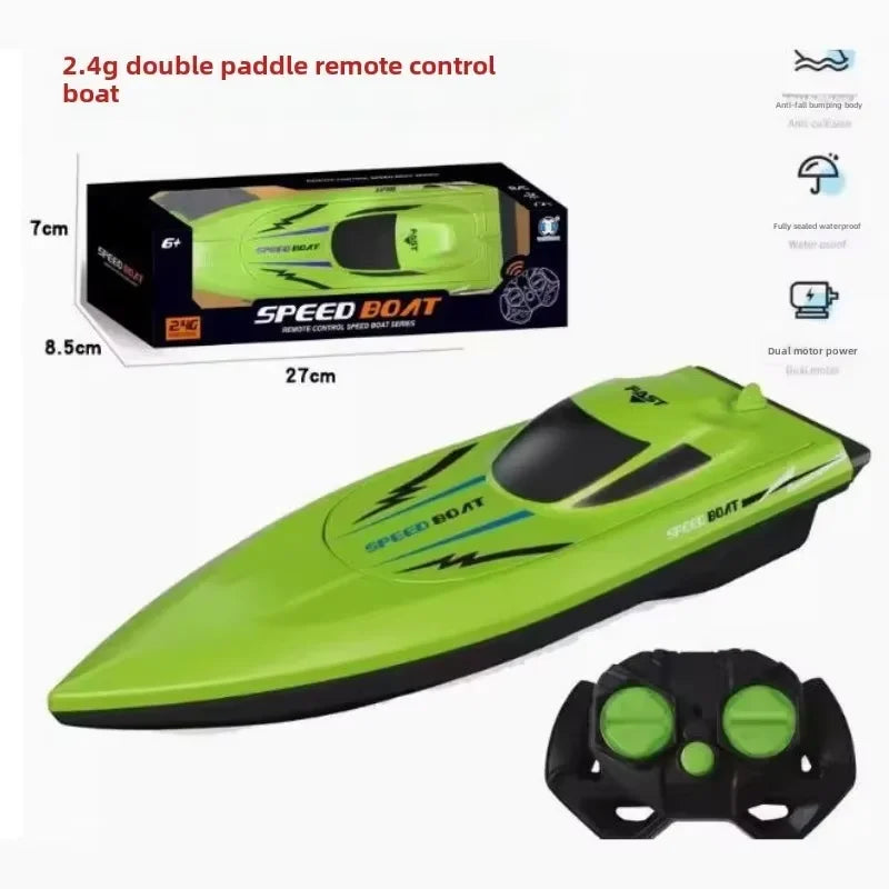 RC Boat, 2.4G remote control speed boat, dual motor, waterproof, ABS, AA battery powered