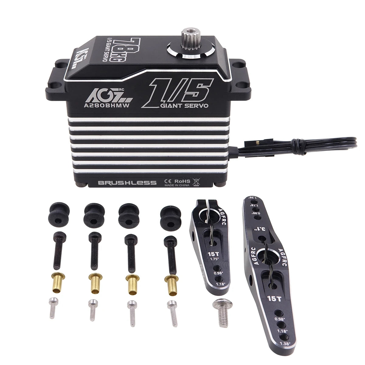 AGFRC A280BHMW A280BHLW 78KG 100KG 5th Scale HV High Torque WP Brushless RC Racing Servo For 1/5 Large Aircraft Car Boat RC Mode