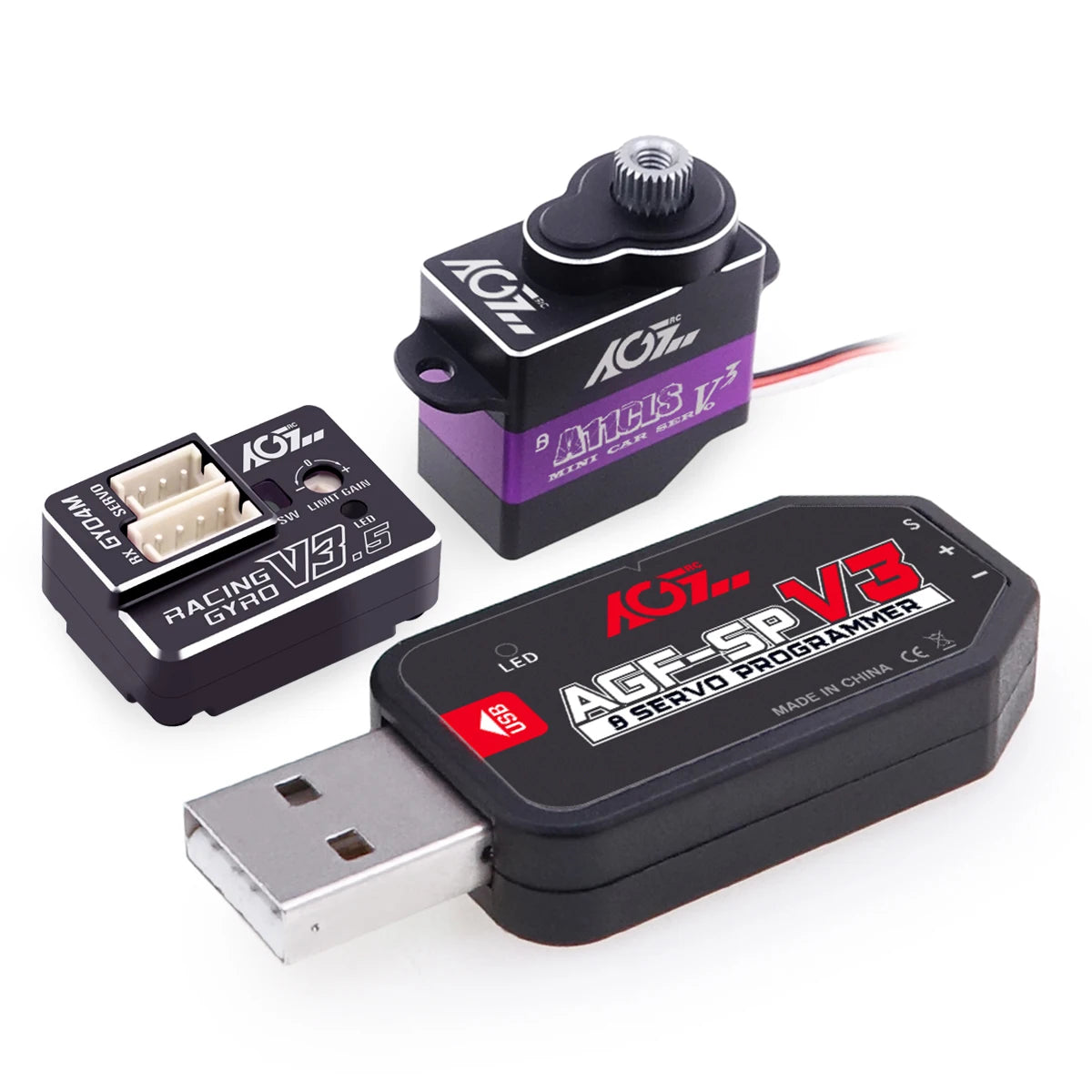 AGFRC A11CLS V3 - Racing Drift Kit Gyro Programmable Servo Super Speed 1.4KG Micro Servo For 1/28 1/24 1/18 RC Mini Z D Q Cars