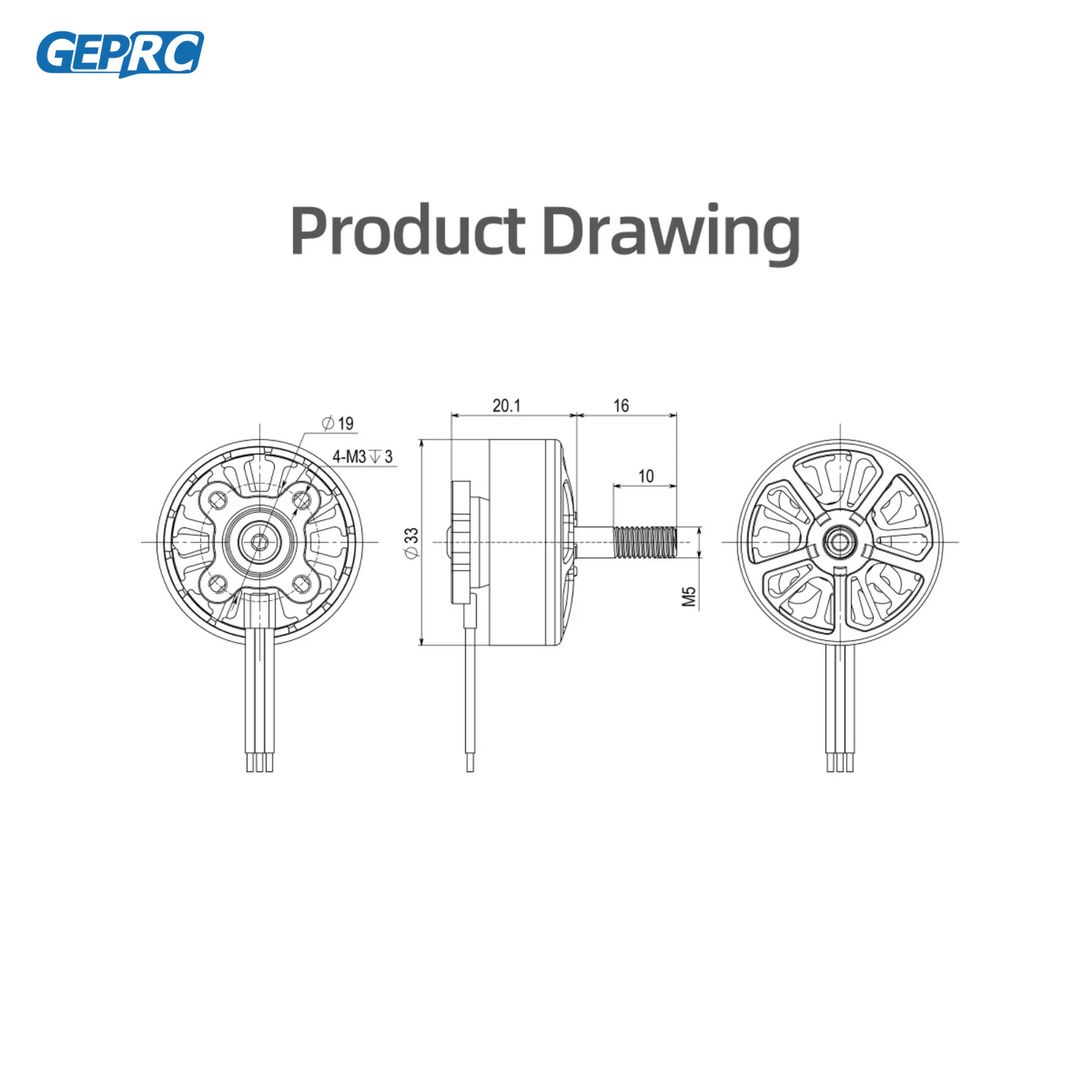 GEPRC EM2807 1350KV Motor - Brushless Black with 6/7/8 Inch RC FPV Racing Drone Multicopter Accessories