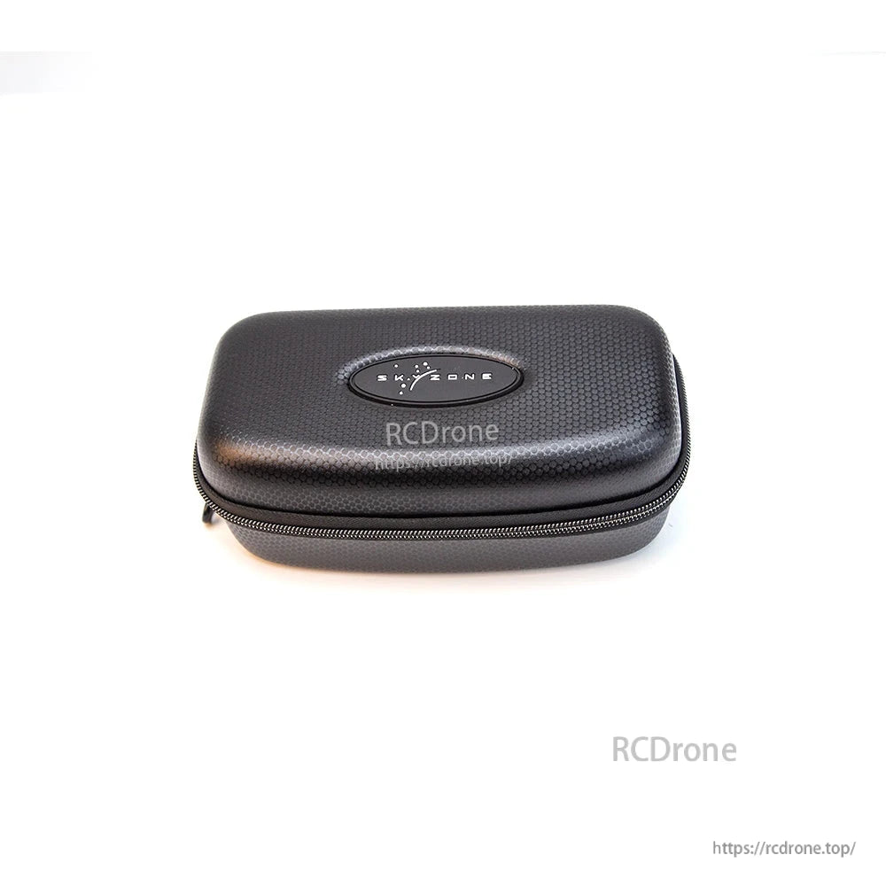 Closed Skyzone goggle carry case on white background with full-length zipper around the edge