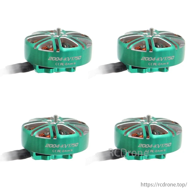 SPARKHOBBY XSPEED 2004 1750KV motor for 3-5 inch FPV drones, with 4-6S, 12N14P, and 3mm shaft.