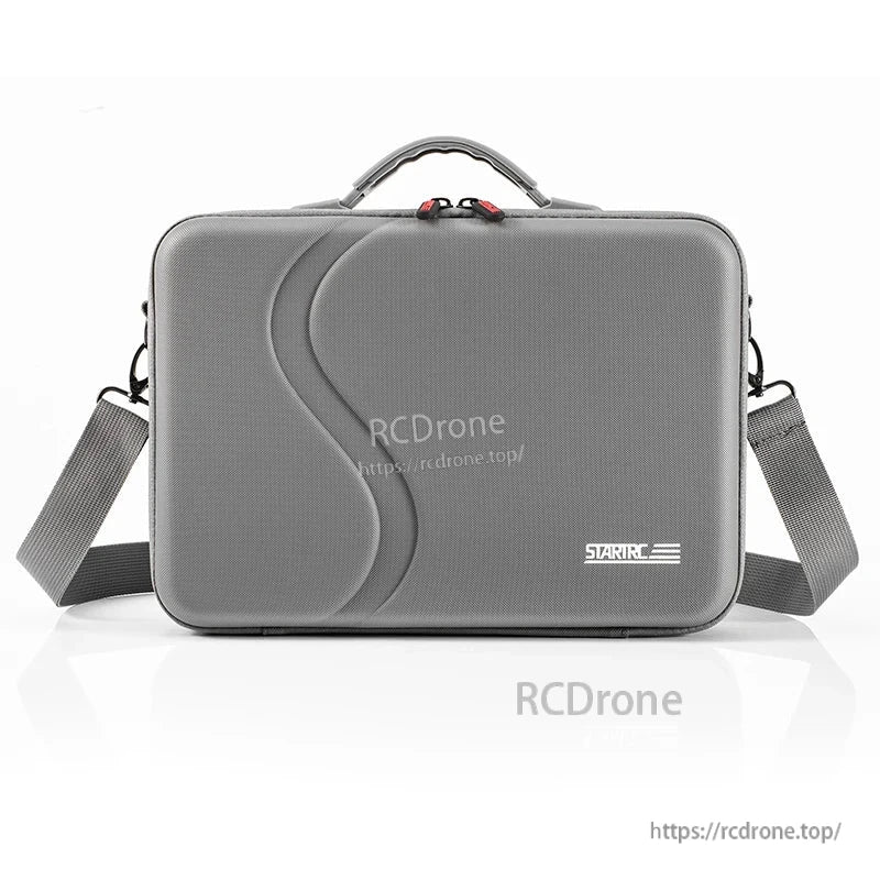 Durable dark gray hard case for DJI Osmo Action 5 Pro, featuring compartments and shoulder strap for secure transport and storage.