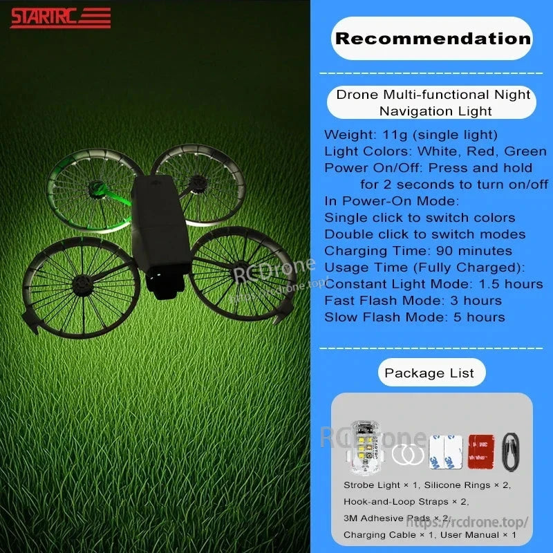 Introducing the STARTRC LED Night Flight Light for DJI FLIP drones, providing long-range visibility during nighttime flights.