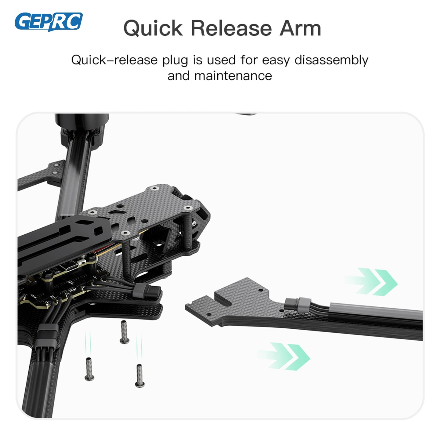GEPRC EF10 1.2G 2W Long Range 10inch FPV, GEPRC Quick Release Arm Quick-release plug is used for easy disassembl