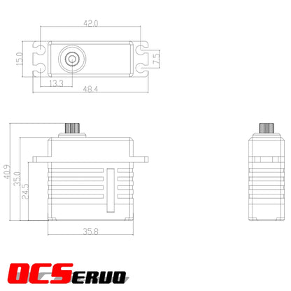 OCServo OCS-D2007 - 8.4V 20kg.cm 51g 0.07S/60° Brushless Motor High Torque Servo Steel Gear All CNC Case Mid Size BLS