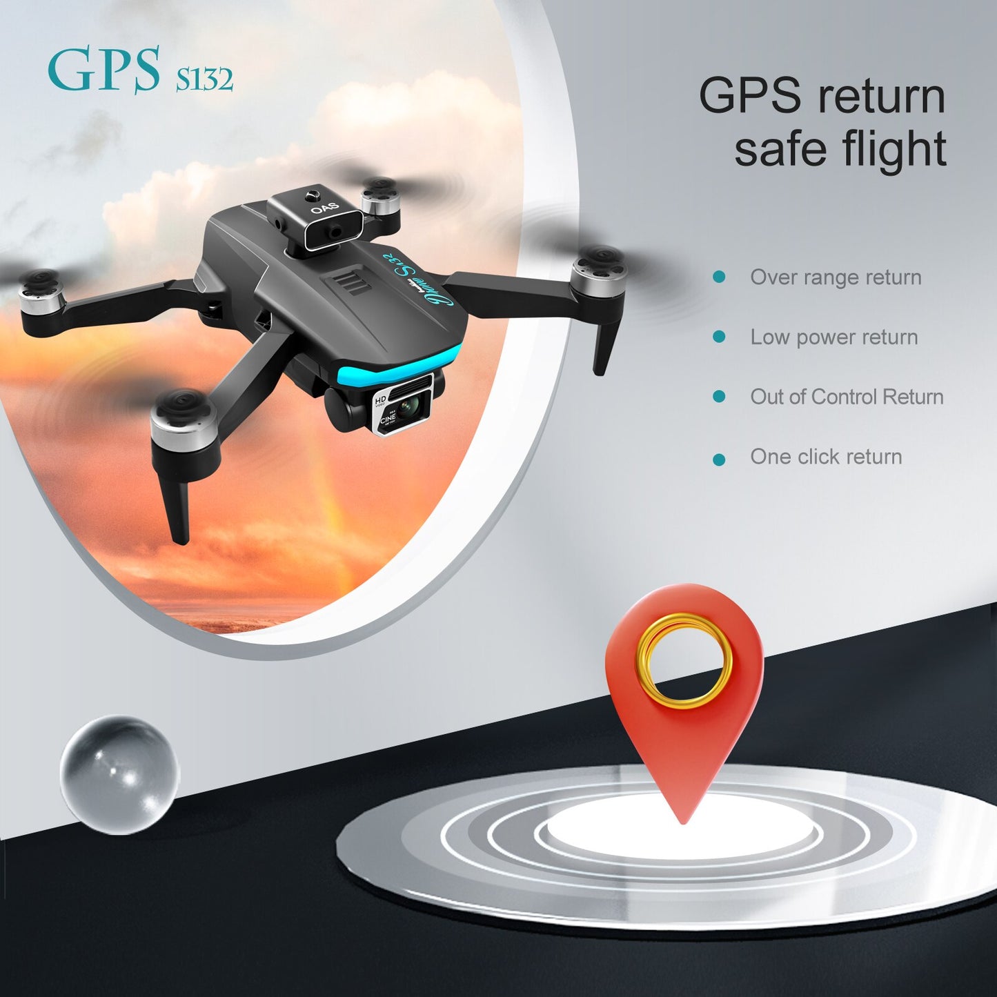 S132 Drone, GPS s132 GPS return safe flight Over range return Low power return