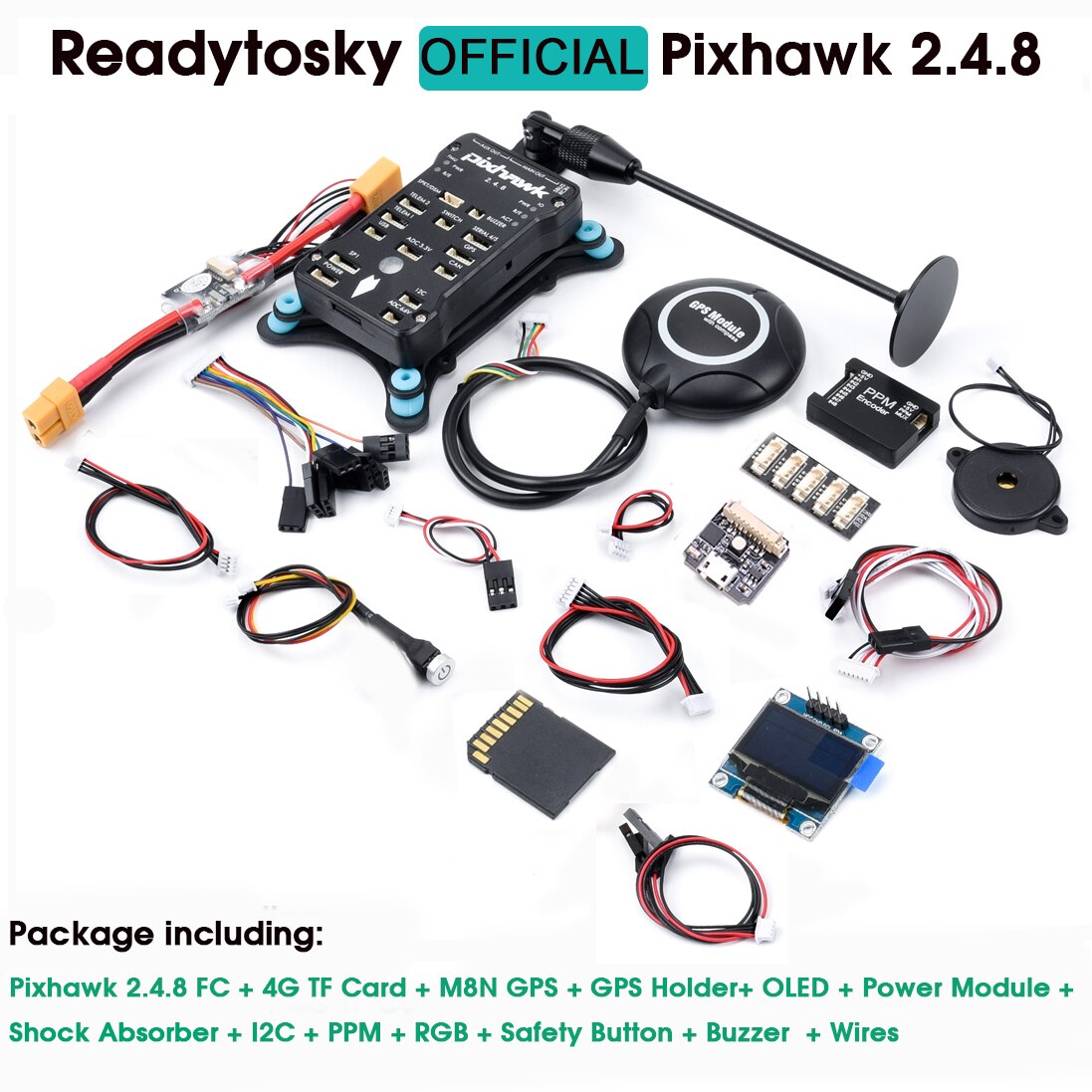 Package includes: Pixhawk 2.4.8 FC + 4G TF Card + M8N