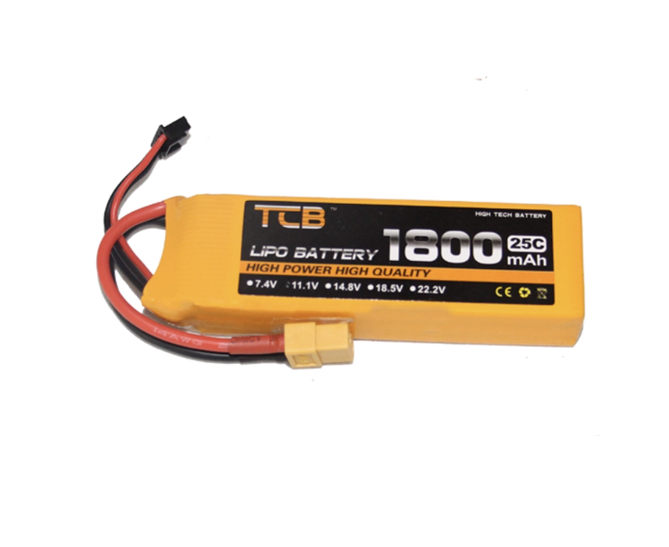 TCB 2S 3S 4S 5S 6S 7S 8S 1800mAh 25C LiPo Akku für RC Flugzeuge, FPV Drohnen, Helikopter, Autos mit XT60 und kundenspezifischen Steckern