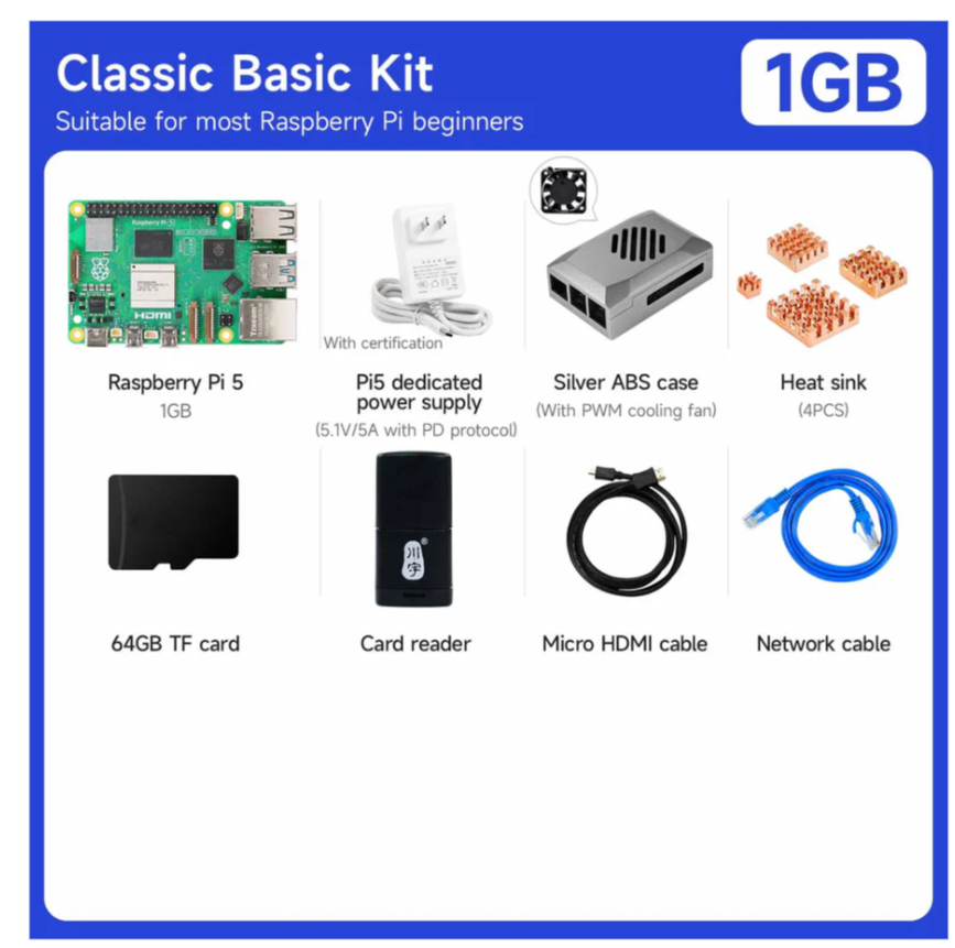 Yahboom Raspberry Pi 5 KI Großmodell-Platine und Starterkit (1GB/2GB/4GB/8GB/16GB)