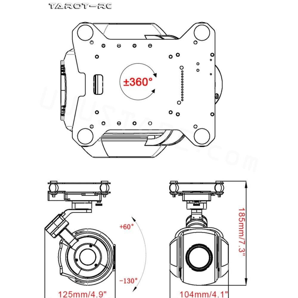 Tarot T26X-NET 2MP 26X Gimbal Camera Optical Zoom Gimbal Network Output One-Button Downward Facing - RCDrone