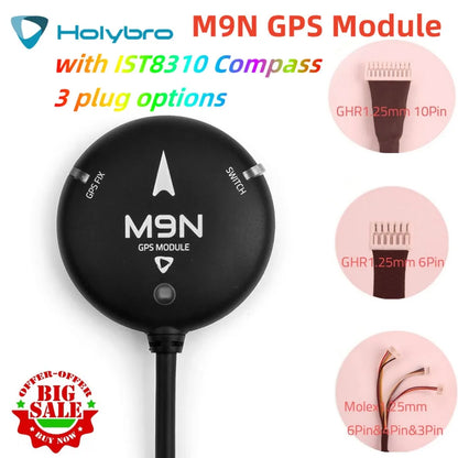 Holybro M9N GPS Module, HOlYDrO MON GPS Module with IST8310 Compass 3 plug