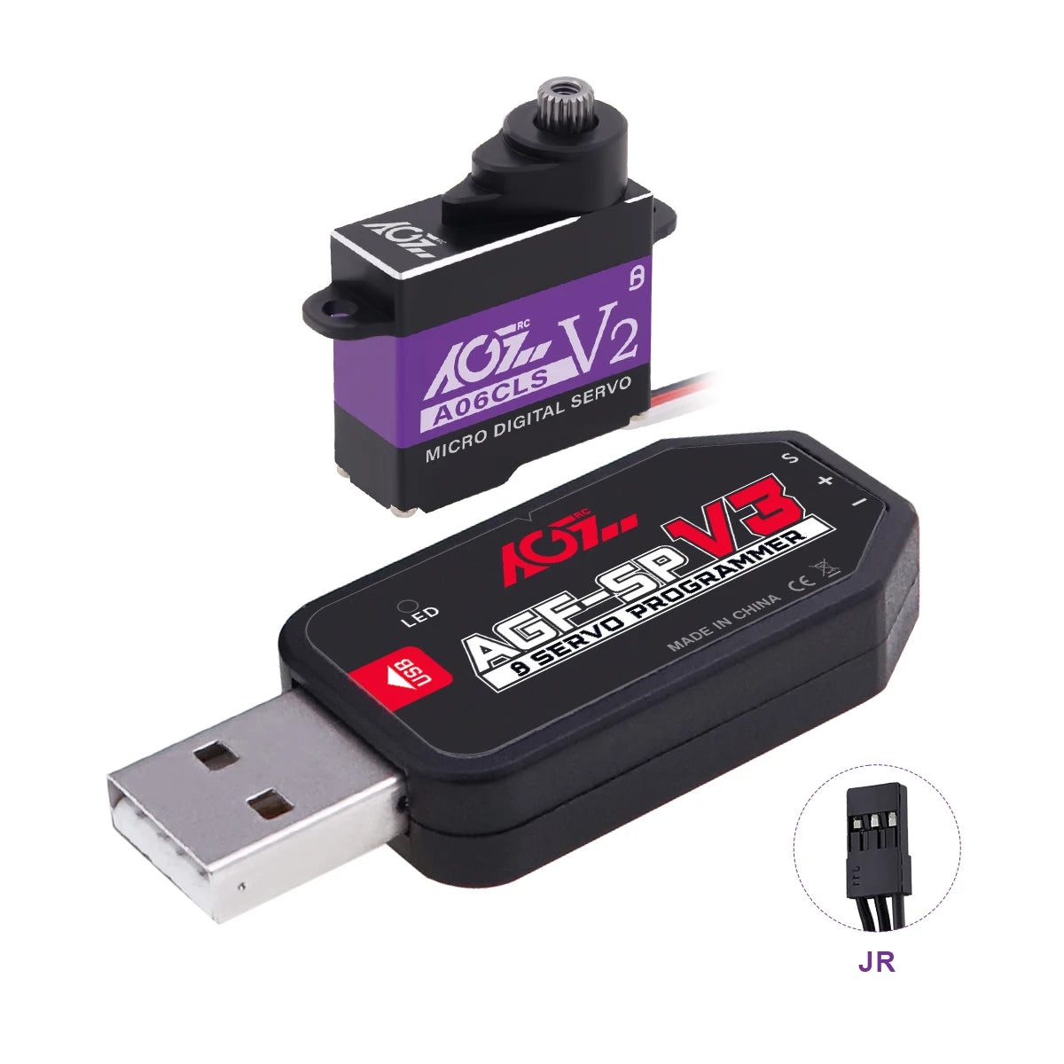 AGFRC A06CLS V2 - 3.0KG 0.052Sec CNC 20T HV 7g Titanium Gear Super Fast Programmable Micro Servo for Mini Car GLR GLA MRZ Airplane