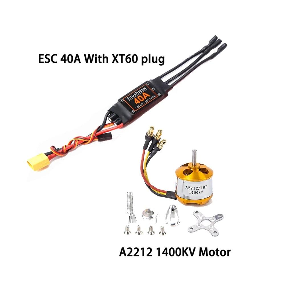New Brushless Motor A2212 2212 1000KV/1400KV/2200KV 40A ESC 6035/8060/1060 Propeller SG90 9G Servo for RC Fixed Wing Helicopte - RCDrone