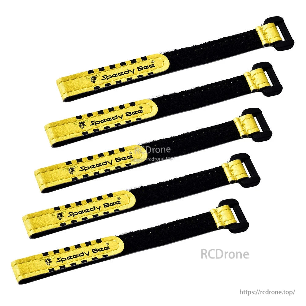 SpeedyBee Tie Down Strap, Set of SpeedyBee black hook-and-loop tie down straps with yellow logo tabs and plastic buckles