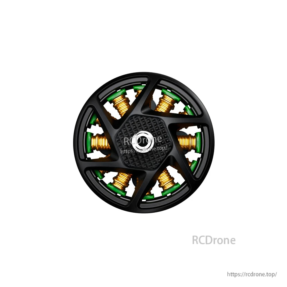 Top view of T-Hobby CINE66 PRO 2812 brushless motor with black protective cover and visible copper windings