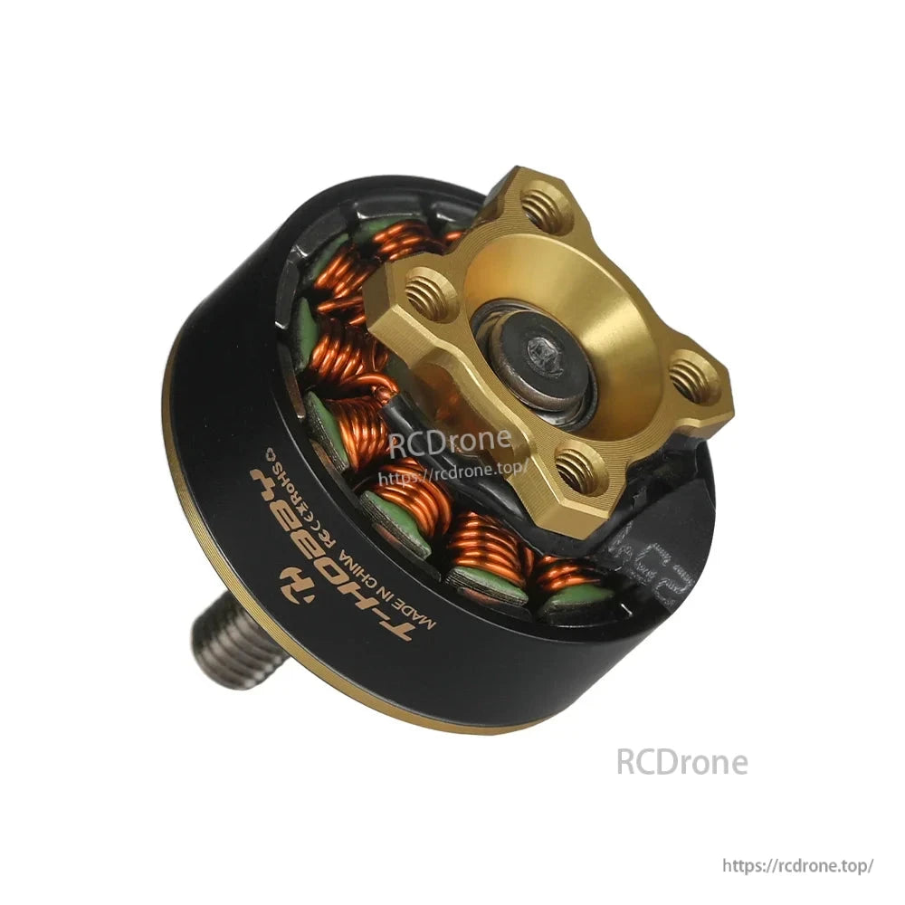 T-Hobby GT2306 FPV Wing Motor, Bottom view of T-Hobby GT2306 FPV wing brushless motor with copper windings and threaded mounting base