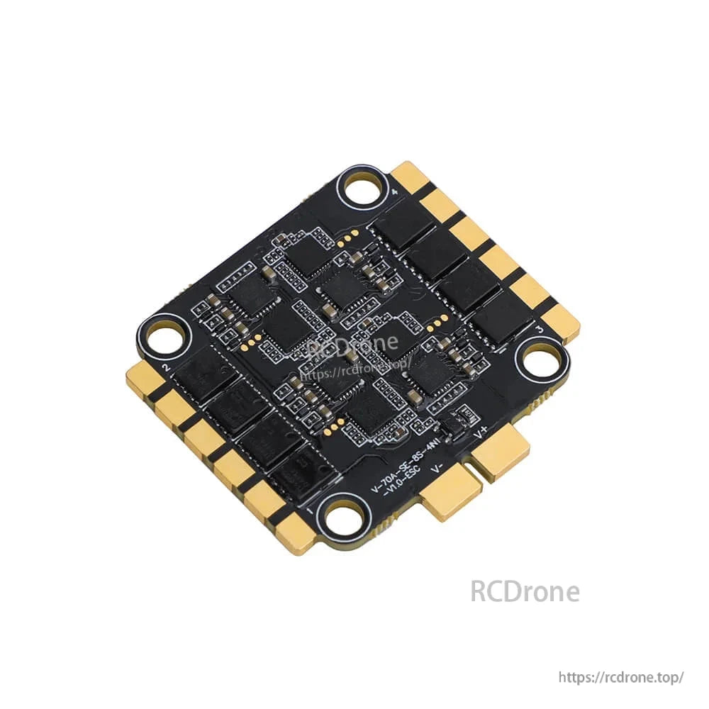 T-Hobby Velox V70A SE 8S 70A 4-in-1 FPV ESC board with gold motor pads and 30.5mm mounting holes
