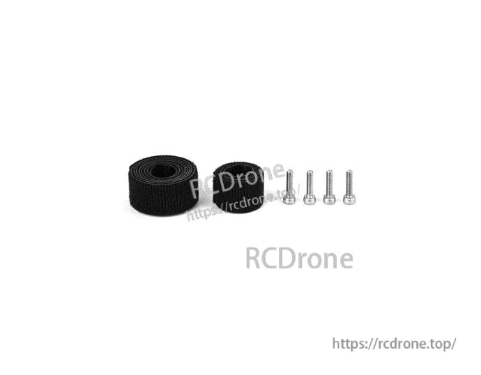 T-Motor accessory kit with black hook-and-loop strap roll and four silver mounting screws