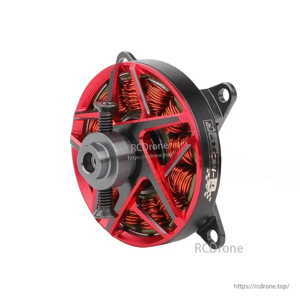 T-Motor brushless outrunner drone motor with red open-frame bell, copper windings, and 4-hole mount