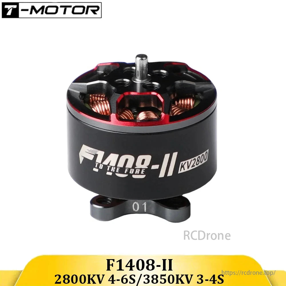 T-Motor F1408-II brushless motor for 3-4 inch Cinewhoop/Racing FPV drones, 2800KV/3850KV, 2mm shaft.