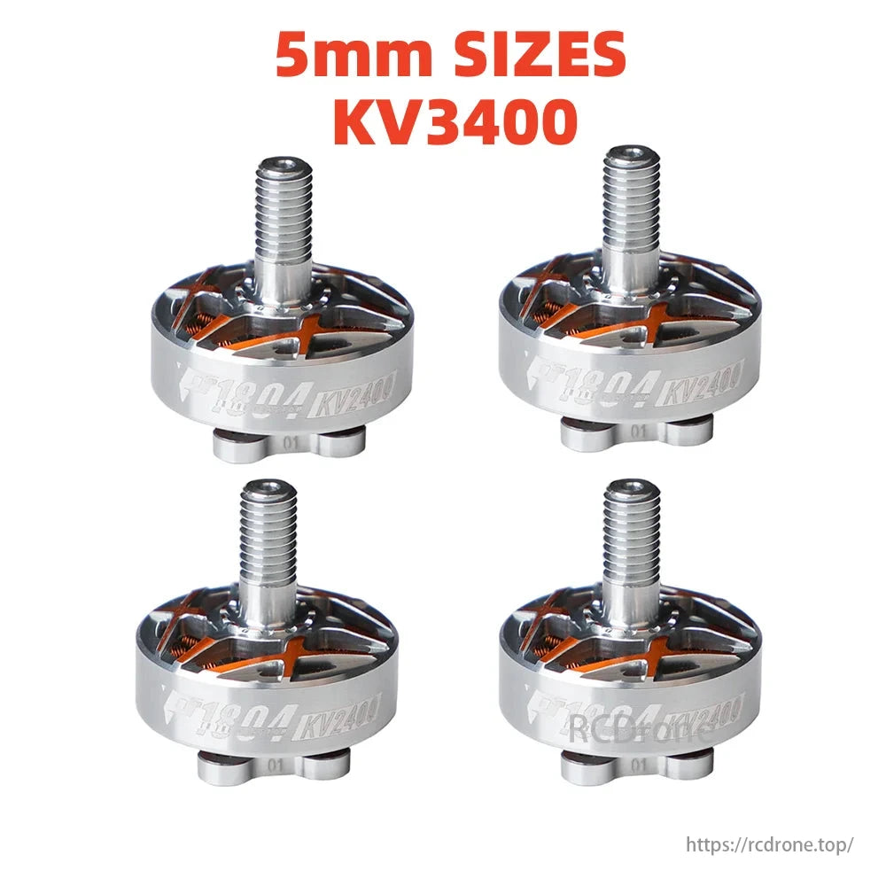 T-Motor P1804 2400KV/3400KV brushless motor, 5mm shaft, ideal for 3-4 inch FPV drones.
