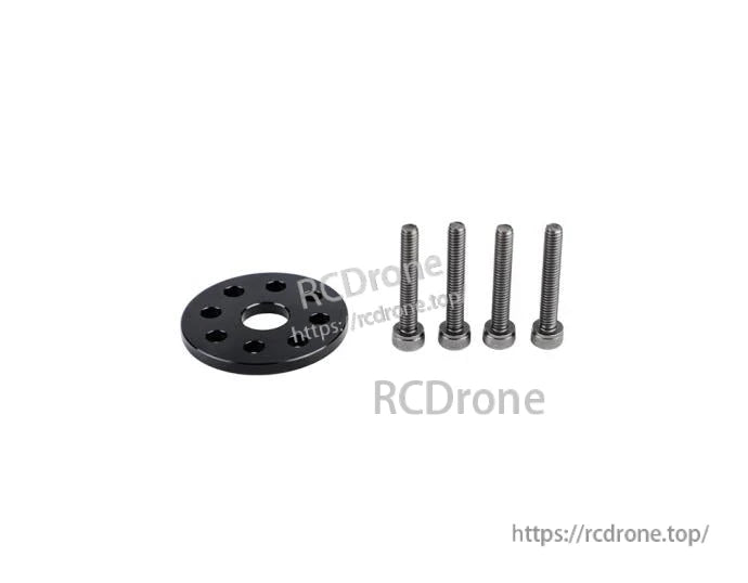 T-Motor black circular mounting plate with multiple bolt holes and four silver screws