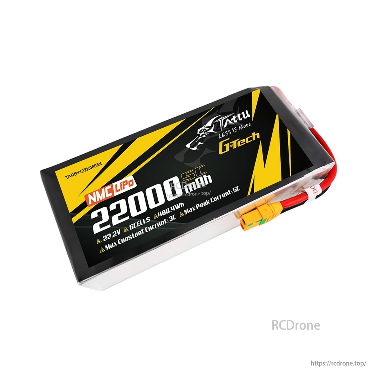 TATTU 6S1P battery pack features high capacity and safety with a 22,000mAh rating, 5C discharge rate, and semi-solid design.