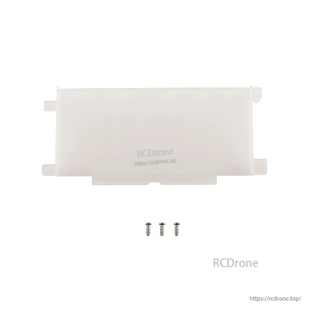 Screen mounting bracket panel with three screws shown below, RCDRone watermark visible