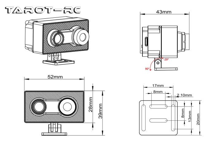 Kamera Dwi Penderia Tarot 256S2 - Pengimejan Terma 256 untuk Dron dengan Output Dwi Cahaya Kelihatan 1080P