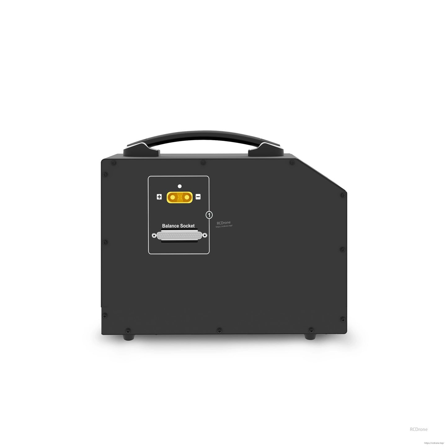 Side panel view showing balance socket connection area on the UP3500-28S intelligent charger