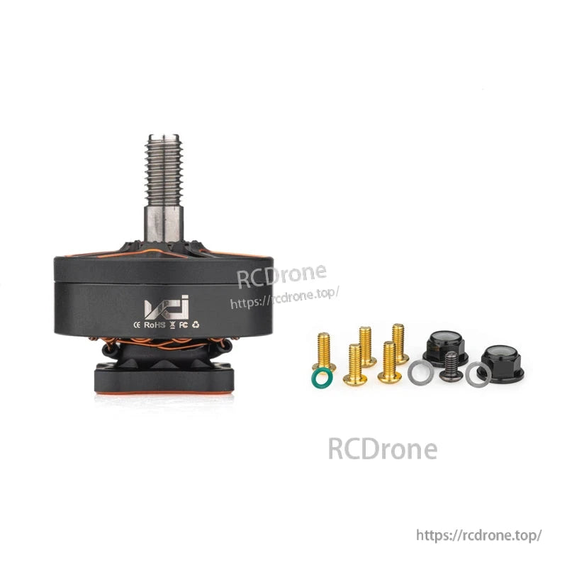 Package contents: SPARK 2205 motor with CE/RoHS markings plus mounting screws, washers, and lock nuts