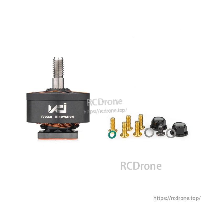 VCI SPARK 2208 brushless motor with included hardware set: screws, washers, and prop adapter parts
