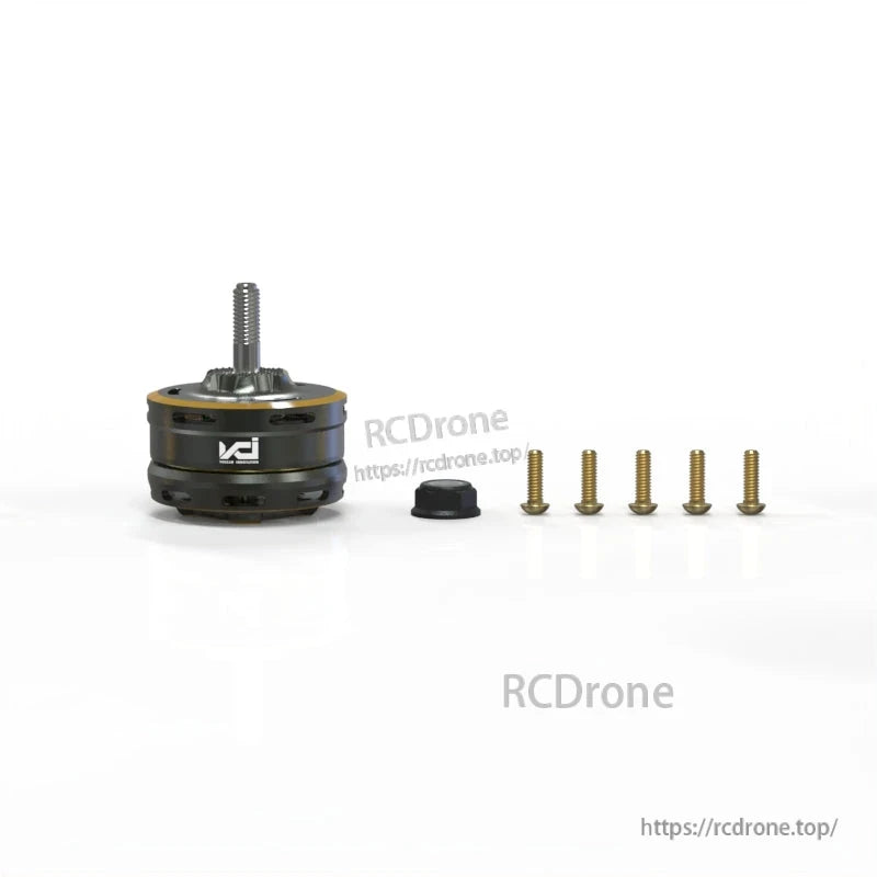 VCI SPARK 2808 brushless motor package contents with mounting screws and shaft nut