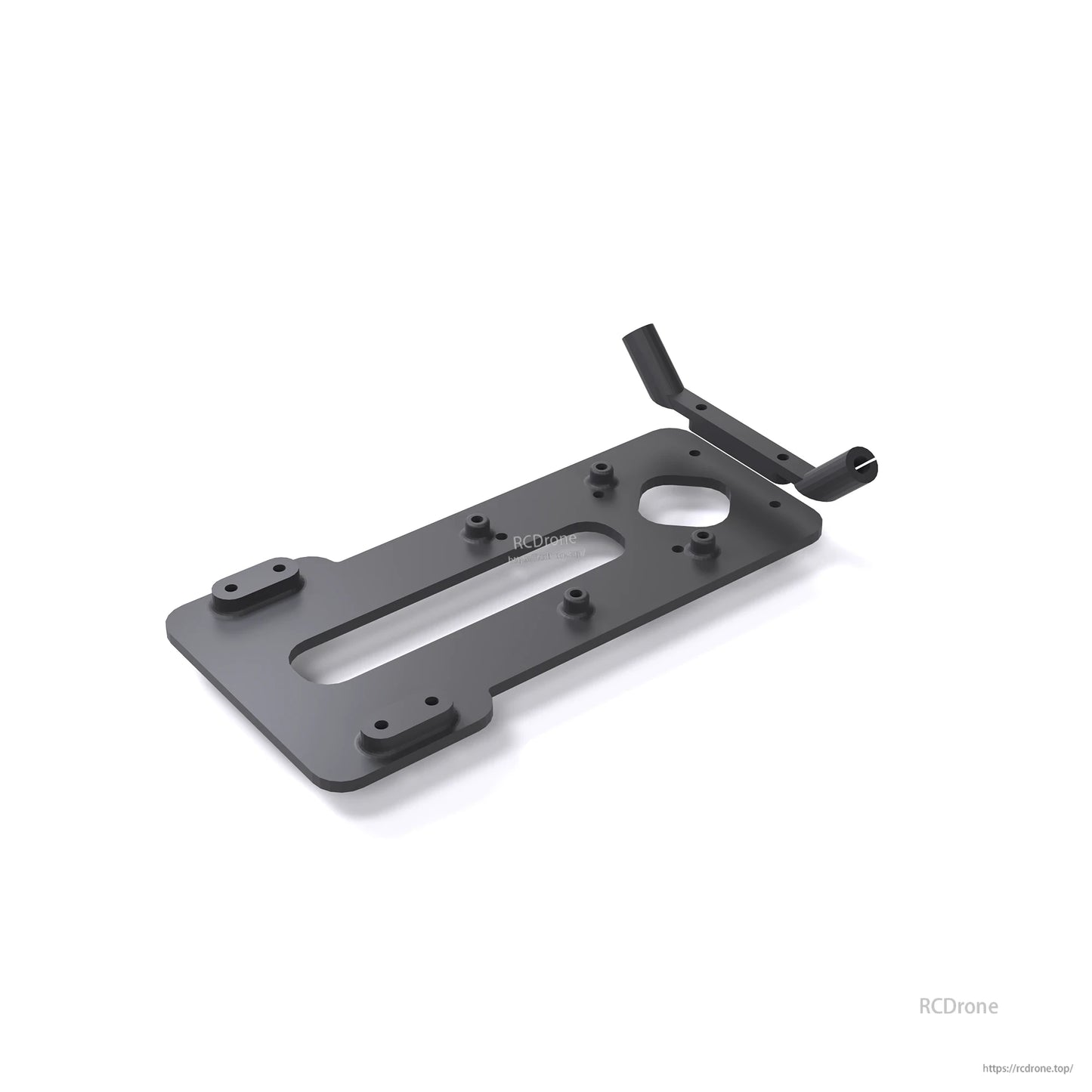 3D printed GM3 mount plate with standoffs and cutouts, single-piece bracket on white background